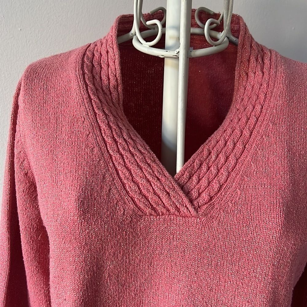 Charter club pink glittery long sleeve - Picture 2 of 3